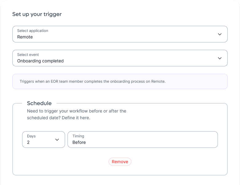 Set up trigger step with schedule options